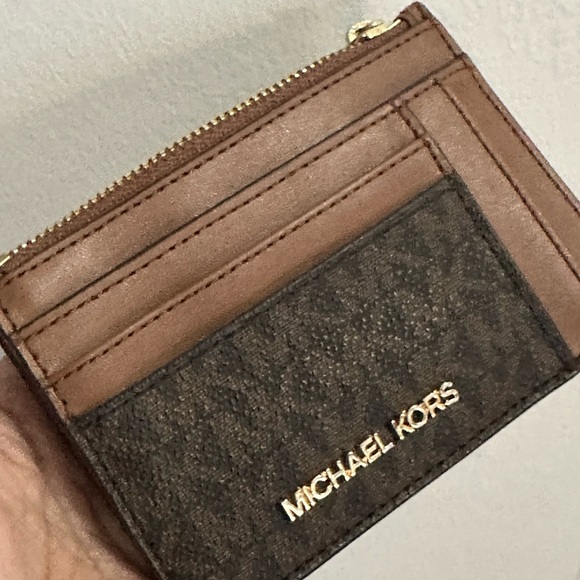 Michael Kors Jet Set Small Double Side Card Case Wallet Brown MK Signatu… - Picture 4 of 11